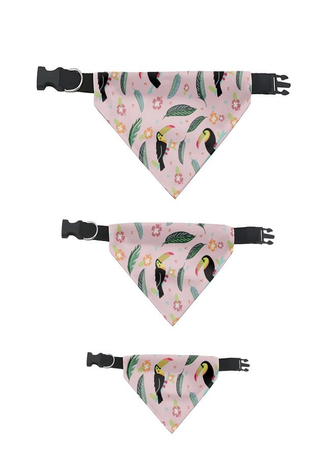 دبليو وشاح طوق للكلاب بتصميم طائر الطوقان الوردي مع طوق قابل للتعديل | هذا الوشاح الجميل ذو التصميم الرائع هو إكسسوار مثالي لتصفيف الكلاب (مقاس متوسط) - Image 3